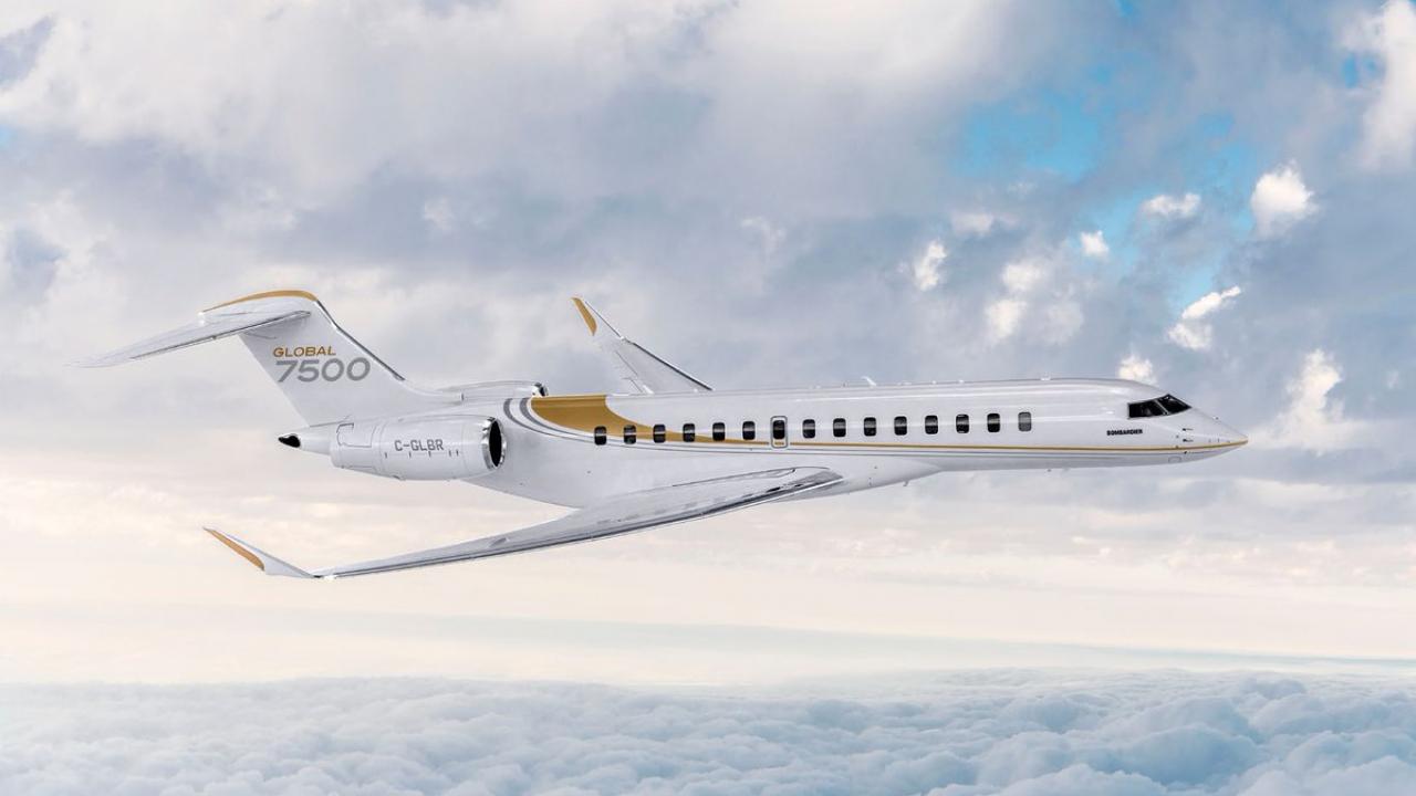 Bombardier Global 7500 long range jet for Nashville charter