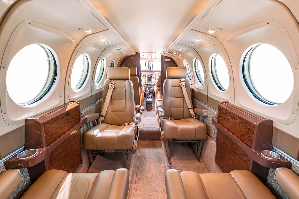Beechcraft King Air 100 cabin for Nashville charter